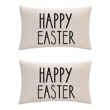 Imagem de Almofadas decorativas, Páscoa 2 peças coelho coelho decoração de casa, almofadas retangulares de linho, ideal para sofá de assento de carro