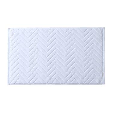 Imagem de Tapete de banho de algodão antiderrapante, tapete de banheiro macio para banheira, macio e desgrenhado, tapete de chuveiro, reversível, macio, absorvente e lavável na máquina (branco)