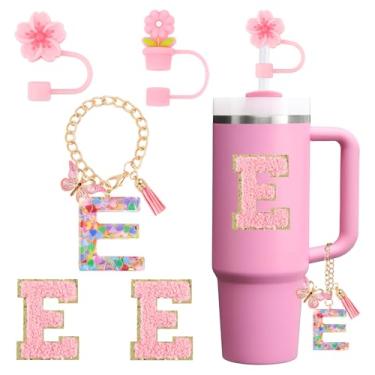 Imagem de Conjunto de acessórios para copo Stanley Cup 850.5 g 1,134.0 g copo com alça, incluindo tampa de palha, pingente de alça, adesivo 5 peças (E)