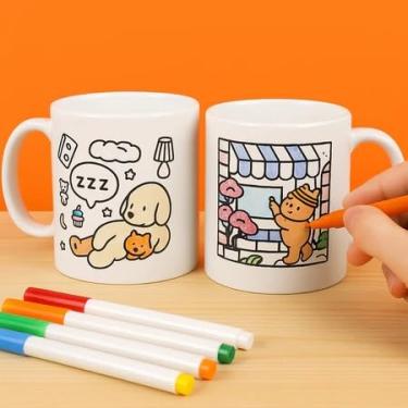 Imagem de KIT C/10 CANECAS DE PINTAR/COLORIR CACHORRO/URSO, PLÁSTICO 400ML DESENHO DIVERTIDO, ENVIAMOS SORTIDO