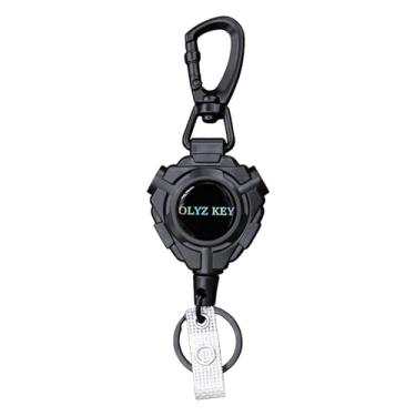 Imagem de Oleyzee Chaveiro retrátil atualizado, resistente, cordão de aço de 80 cm, porta-crachá retrátil, carretel resistente, clipe para crachá, 255 g