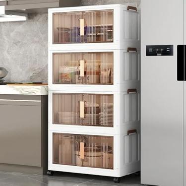 Imagem de Armário Organizador Dobrável 5 Compartimentos Vertical Multiuso Empilhável para Casa e Escritório – Nakasaki (Visor Marrom)