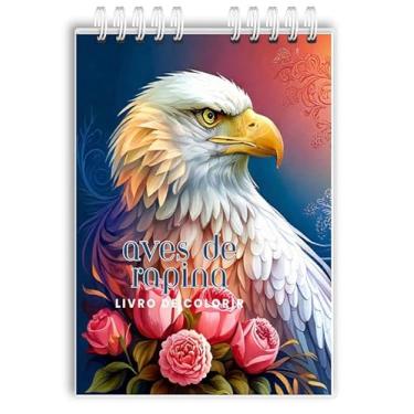 Imagem de Livro De Colorir Aves de Rapina Capa Holográfica 50 Desenhos Folha Grossa Capa Dura Wire-o A5 colorindo arteterapia adultos