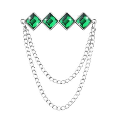 Imagem de Broche de pedras preciosas, corrente pendurada, alfinetes de lapela para homens, ternos de metal, borla, corrente, alfinetes, alfinetes, vintage, cristal, strass, para homens, casamentos, negócios