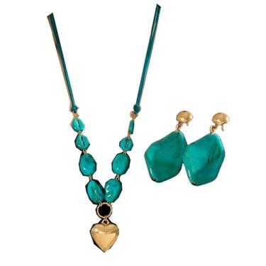 Imagem de XAM Conjunto de colar de contas turquesa boêmio – brincos e colar para mulheres – praia, férias, festas, uso diário, Acrílico, Sem Pedra Preciosa