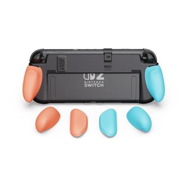 Imagem de SAVAGE RAVEN Da Skull & Co. Neogrip: Um Revestimento Rígido Com Pega Ergonômica E Pegas Substituíveis [Para Todos Os Tamanhos De Mão] Para Nintendo Switch 2 - Azul Neon Vermelho