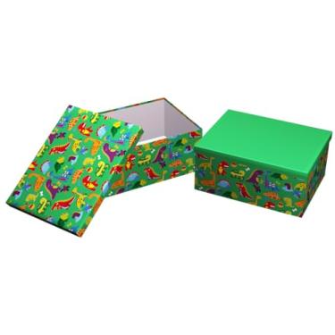 Imagem de Caixa para Presente Cartonada VMP – Kit 10 Unidades | Tamanhos Diversos | Motivo Dinossauro| Papelão Rígido Premium | Embalagem Elegante para Presentes e Lembranças