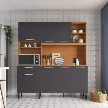 Imagem de Cozinha Compacta Itatiaia Madri 180cm Em Madeira Cinamomo-grafite