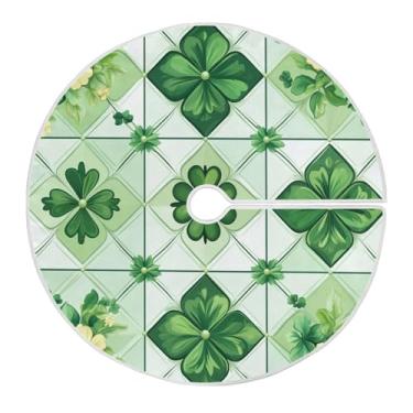 Imagem de ATTX Saia de árvore xadrez verde de São Patrício 120 cm, enfeites de árvore de Natal, para decoração de feriado do dia de São Patrício (476)