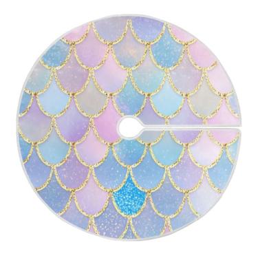 Imagem de ATTX Saia de árvore de Natal com escamas de peixe sereia, 90 cm, decoração festiva para festas de Natal e Ano Novo #420