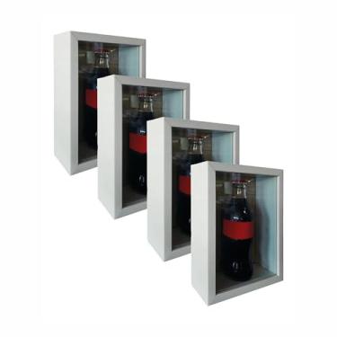 Imagem de KIAGA, Kit 4 Molduras Caixa Alta com Vidro para Quadros Quilling e Scrapbook 10x15-1,5x6,5 Cor:BRANCO;Tamanho:10x15 CM