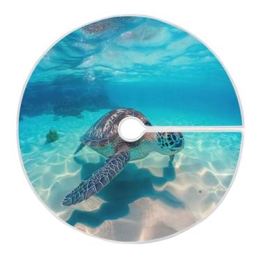 Imagem de ATTX Saia de árvore de Natal com tartaruga marinha verde havaiana 119 cm, decoração festiva para festas de Natal e Ano Novo #357