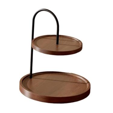 Imagem de Generic Bandeja decorativa de madeira estilo fazenda para servir frutas, com 2 níveis, ideal para banheiro.