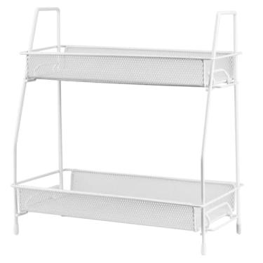 Imagem de Organizador Multiuso de Metal 2 Andares – Prateleira Durável para Cozinha, Banheiro e Escritório – 32×17×31 cm(Branco)