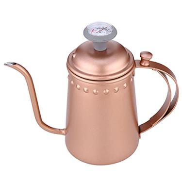 Imagem de YYBOES Chaleira de assobio com pescoço de ganso 700 cc chaleira de café com termômetro removível de aço inoxidável com bico de ganso