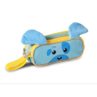 Imagem de Estojo Escolar Duplo Infantil Cachorrinho 3D - 3 Modelos – Espaçoso, Resistente e Divertido (Azul)
