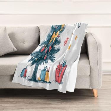 Imagem de Wassud Cobertores e mantas de Natal 152 x 228 cm Cobertor de Feliz Natal para sofá, cobertor quente de lã de pelúcia aconchegante para cama, sofá, cadeira, decoração de casa