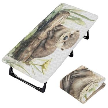 Imagem de Burbuja Lençol de berço para pintura de lontra para crianças, lençol de cochilo acolchoado portátil com faixa elástica para meninas e meninos, lavável na máquina, 63,5 x 127 cm