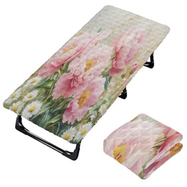 Imagem de Burbuja Lençol de berço de flores para crianças, lençol de cochilo acolchoado portátil com faixa elástica para meninas e meninos, lavável na máquina, 63,5 x 127 cm