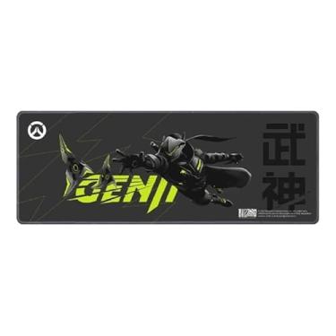 Imagem de Blizzard Tapete de mouse grande oficial de Overwatch, tema Genji, teclado para jogadores, escritório e casa, base de borracha antiderrapante, tapete de mesa estendido com borda costurada, fácil de