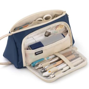 Imagem de Estojo de Lápis Tela com Grande Capacidade Bolsa Armazenamento para Canetas Marcadoras Simples Materiais Escolares Organ