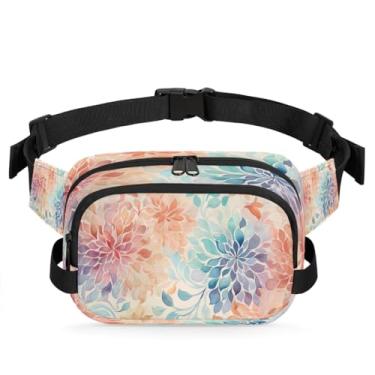 Imagem de Pochete floral mandala boho ciano para mulheres e homens com alça ajustável bolsa de cinto bolsa transversal bolsa de peito bolsa tiracolo bolsa tiracolo, Cor 13