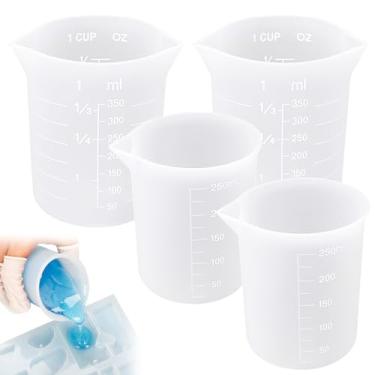Imagem de Copos medidores de silicone para derreter chocolate - 4 peças de copos de silicone com capacidade de 250 ml e 350 ml, ferramentas de cozimento reutilizáveis para moldes de chocolate DIY e artesanato