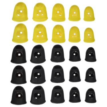 Imagem de PATIKIL Pontas de dedo de borracha, 5 tamanhos, 40 peças, protetor de dedo de guitarra de silicone, acessórios de tricô para costura manual de papel, classificação de dinheiro, contagem de guitarra