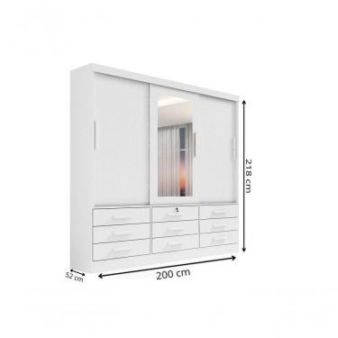 Imagem de Guarda Roupa Casal Meridian Com Espelho 3 Portas 9 Gavetas Com Pés - D' Doro Cinamomo/off White