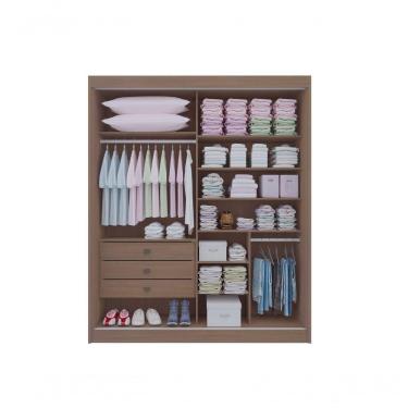 Imagem de Guarda Roupa Casal Athenas 2 Portas 3 Gavetas Com Espelho Sem Pés - D' Doro Castanho/off White