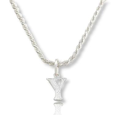 Imagem de Colar Cordão Baiano Prata Maciça 925 C/Pingente Letra (Y)