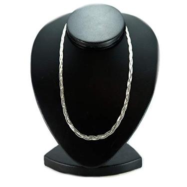 Imagem de Colar Traçado 3 Fios 45Cm Prata Legitima 925