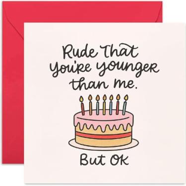 Imagem de Cartão de aniversário engraçado para esposa ou marido, "Rude Younger Than Me" para namorada, namorado, melhor amigo, amigo - quadrado, em branco por dentro com envelope premium