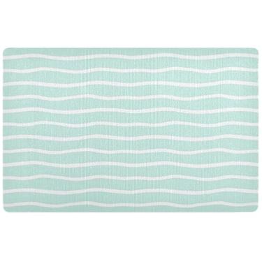 Imagem de TSENQUE Capacho personalizado com listras onduladas verde-azulado para ambientes externos para porta da frente laváveis tapetes de entrada internos para casa outono tapete externo 81,3 cm x 50,8 cm