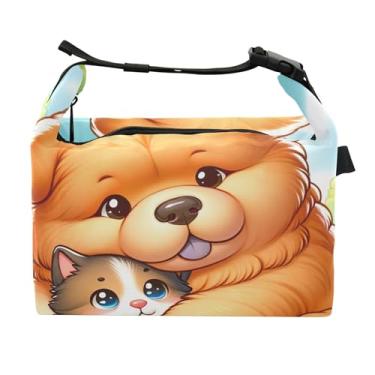 Imagem de TSENQUE Lancheira com desenho animado Chow Chow, cachorro, para mulheres, reutilizável, lancheira para trabalho, bolsa térmica floral para adultos