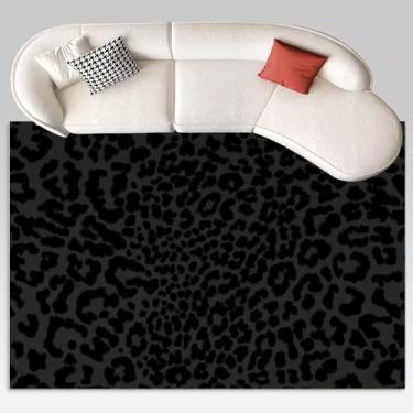 Imagem de ZaCosy Tapete minimalista com estampa de animais Pantera Negra de leopardo, 1,72 m x 1,80 m, Multi5, lavável na máquina, não escorrega, uso interno