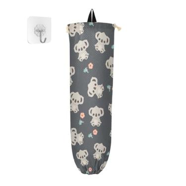 Imagem de Pacote com 2 porta-sacos plásticos florais de coala, suporte de saco de plástico, suporte de saco para cozinha