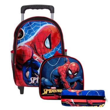 Imagem de Kit Mochila Escolar Menino Creche Spider Man Tam G Rodinha - TOYS 2U