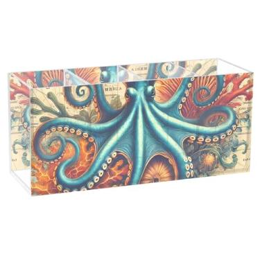 Imagem de TSENQUE Porta-lápis decorativo, personalizado, fofo, para mesa, retrô, polvo, bússola, arte, escritório, porta-canetas de acrílico, lápis, armazenamento de papelaria
