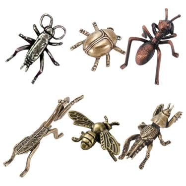 Imagem de AHANDMAKER 6 peças de estátuas de animais vintage, ornamento decorativo de insetos, decorações de exibição de besouros, estatuetas em miniatura para decoração de mesa de jardim e escritório em casa