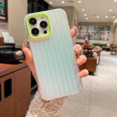 Imagem de Capa de celular elegante com listras 3D para iPhone 16, 14, 13, 12, 11, 15 Pro Max, 16Pro, 14, 15Plus e 16Plus, capa traseira rígida com listras 3D, B, verde, para iPhone 13