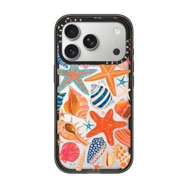 Imagem de CASETiFY Capa Impact para iPhone 17 Pro [fina/compatível com carregamento sem fio/2,5 m. Proteção contra quedas de grau militar 4X] - Conchas do mar - Preto transparente