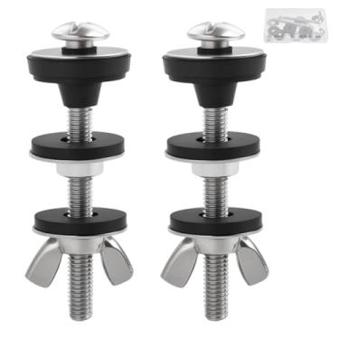 Imagem de LEONTOOL Kit universal de 2 peças de parafusos de tanque de vaso sanitário para tigela, substituição de parafusos de tanque de vaso sanitário, juntas de arruelas de borracha e aço inoxidável à prova