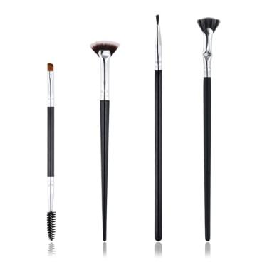 Imagem de 4 pincéis de rímel para cílios, pincel de cílios recortado com ângulo dobrável, aplicador de sobrancelha, varinha de cílios em forma de leque para ferramentas de maquiagem de cílios superiores e