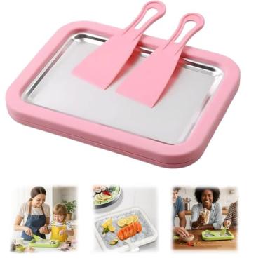 Imagem de Myfroroll Ice Cream, Rolled Ice Cream Maker Kit, 2026 New At-Home Stainless Steel Instant Freeze Plate with 2 Scrapers, Perfect for Family Fun, Easy Homemade Desserts. (B)