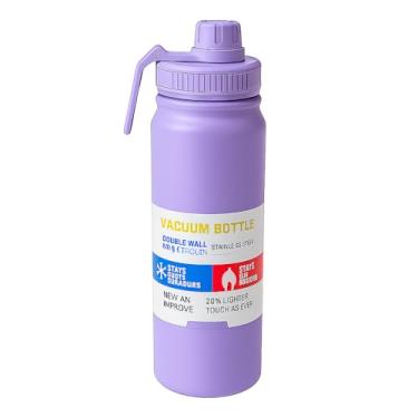 Imagem de Garrafa de Água Térmica Inox 800ml Esportiva com Alça Parede Dupla Isolada a Vácuo Antivazamento Garrafinha Academia Fitness Corrida Esportes Escritório – Premium (Roxo Claro - Lilás)