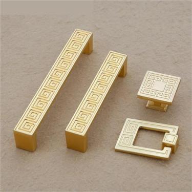 Imagem de Puxador de cobre antigo para armário puxador de porta antigo armário gaveta garrafa de vinho armário ouro alça antiga 1 peça (ouro 6903-128 mm)