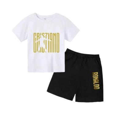 Imagem de Camiseta Infantil 3D De Verão CR7 Com Estampa De Estrela, Gola Redonda