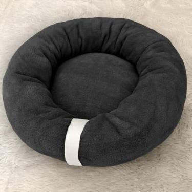 Imagem de Cama Pet Redonda 50cm Soft Fleece – Cama para Cachorro e Gato Pequeno | Ninho Macio e Impermeável(Preto)