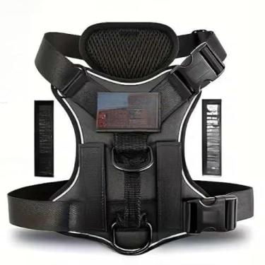 Imagem de Peitoral Ajustável Refletivo para Cachorro Porte Médio e Grande, Colete Reforçado Confortável com Regulagem e Segurança(Preto,M (M))